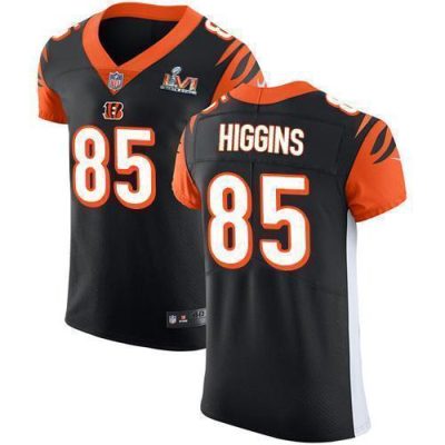 Nike Bengals #85 Tee Higgins Black Team Color Super Bowl LVI Patch Stitched NFL Vapor Untouchable Elite Jersey