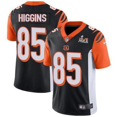 Nike Bengals #85 Tee Higgins Black Team Color Super Bowl LVI Patch Stitched NFL Vapor Untouchable Limited Jersey