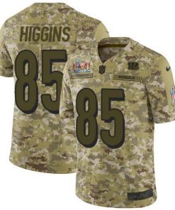 Nike Bengals #85 Tee Higgins Camo Super Bowl LVI Patch Stitched NFL Limited 2018 Salute To Service Jersey