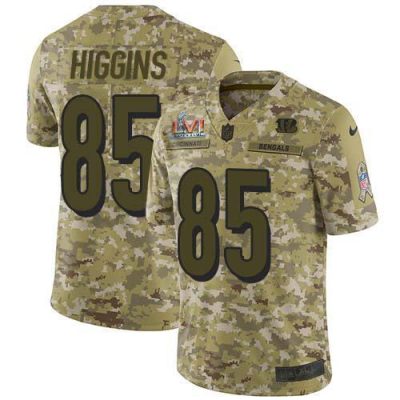 Nike Bengals #85 Tee Higgins Camo Super Bowl LVI Patch Stitched NFL Limited 2018 Salute To Service Jersey