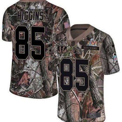Nike Bengals #85 Tee Higgins Camo Super Bowl LVI Patch Stitched NFL Limited Rush Realtree Jersey