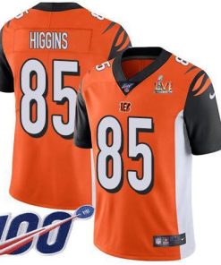 Nike Bengals #85 Tee Higgins Orange Super Bowl LVI Patch Alternate Stitched NFL 100th Season Vapor Limited Jersey