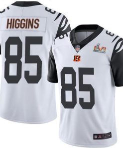 Nike Bengals #85 Tee Higgins White Super Bowl LVI Patch Stitched NFL Limited Rush Jersey