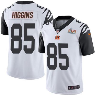 Nike Bengals #85 Tee Higgins White Super Bowl LVI Patch Stitched NFL Limited Rush Jersey
