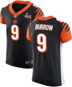 Nike Bengals #9 Joe Burrow Black Team Color Super Bowl LVI Patch Stitched NFL Vapor Untouchable Elite Jersey
