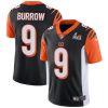 Nike Bengals #9 Joe Burrow Black Team Color Super Bowl LVI Patch Stitched NFL Vapor Untouchable Limited Jersey