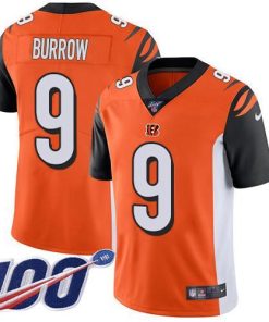 Nike Bengals #9 Joe Burrow Orange Alternate Stitched NFL 100th Season Vapor Untouchable Limited Jersey
