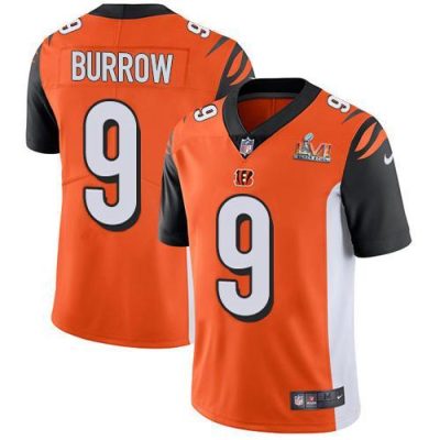 Nike Bengals #9 Joe Burrow Orange Alternate Super Bowl LVI Patch Stitched NFL Vapor Untouchable Limited Jersey