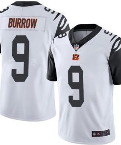 Nike Bengals #9 Joe Burrow White Stitched NFL Limited Rush Jersey