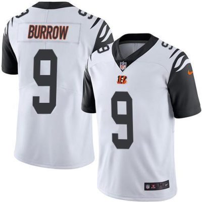 Nike Bengals #9 Joe Burrow White Stitched NFL Limited Rush Jersey