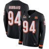 Nike Bengals #94 Sam Hubbard Black Team Color Super Bowl LVI Patch Stitched NFL Limited Therma Long Sleeve Jersey