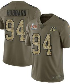 Nike Bengals #94 Sam Hubbard Olive/Camo Super Bowl LVI Patch Stitched NFL Limited 2017 Salute To Service Jersey