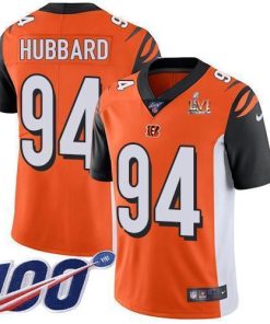 Nike Bengals #94 Sam Hubbard Orange Super Bowl LVI Patch Alternate Stitched NFL 100th Season Vapor Limited Jersey