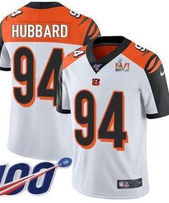 Nike Bengals #94 Sam Hubbard White Super Bowl LVI Patch Stitched NFL 100th Season Vapor Limited Jersey
