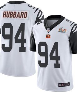 Nike Bengals #94 Sam Hubbard White Super Bowl LVI Patch Stitched NFL Limited Rush Jersey