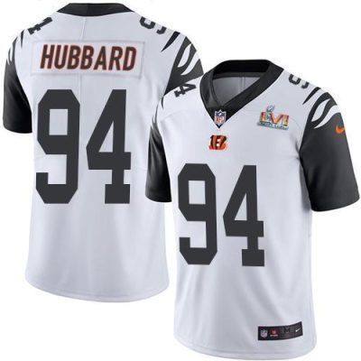 Nike Bengals #94 Sam Hubbard White Super Bowl LVI Patch Stitched NFL Limited Rush Jersey