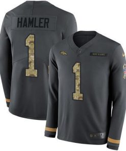 Nike Broncos #1 KJ Hamler Anthracite Salute To Service Stitched NFL Limited Therma Long Sleeve Jersey