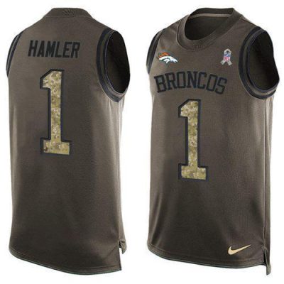 Nike Broncos #1 KJ Hamler Green Stitched NFL Limited Salute To Service Tank Top Jersey