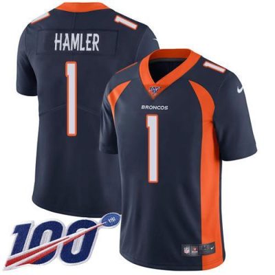 Nike Broncos #1 KJ Hamler Navy Blue Alternate Stitched NFL 100th Season Vapor Untouchable Limited Jersey