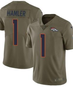 Nike Broncos #1 KJ Hamler Olive Stitched NFL Limited 2017 Salute To Service Jersey