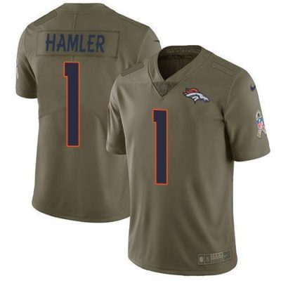 Nike Broncos #1 KJ Hamler Olive Stitched NFL Limited 2017 Salute To Service Jersey
