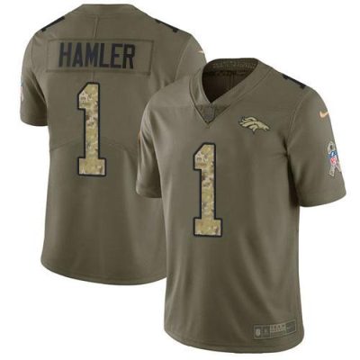 Nike Broncos #1 KJ Hamler Olive/Camo Stitched NFL Limited 2017 Salute To Service Jersey
