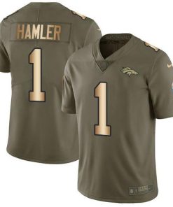 Nike Broncos #1 KJ Hamler Olive/Gold Stitched NFL Limited 2017 Salute To Service Jersey