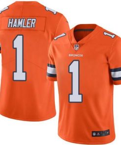 Nike Broncos #1 KJ Hamler Orange Stitched NFL Limited Rush Jersey