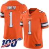 Nike Broncos #1 KJ Hamler Orange Stitched NFL Limited Rush 100th Season Jersey