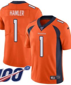 Nike Broncos #1 KJ Hamler Orange Team Color Stitched NFL 100th Season Vapor Untouchable Limited Jersey
