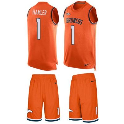 Nike Broncos #1 KJ Hamler Orange Team Color Stitched NFL Limited Tank Top Suit Jersey