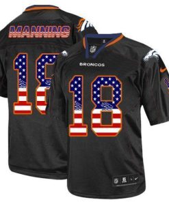 Nike Broncos #18 Peyton Manning Black Stitched NFL Elite USA Flag Fashion Jersey