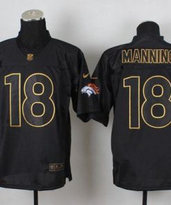 Nike Broncos #18 Peyton Manning Black Gold No. Fashion Stitched NFL Elite Jersey