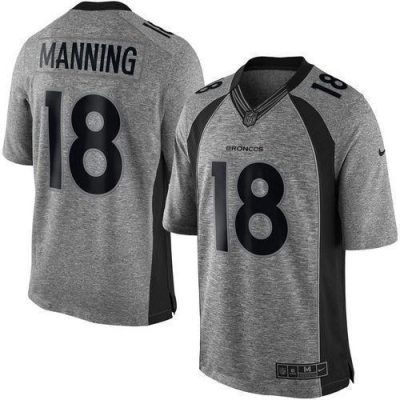 Nike Broncos #18 Peyton Manning Gray Stitched NFL Limited Gridiron Gray Jersey