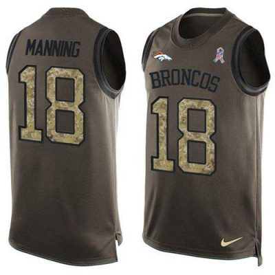 Nike Broncos #18 Peyton Manning Green Stitched NFL Limited Salute To Service Tank Top Jersey