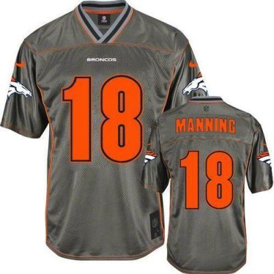 Nike Broncos #18 Peyton Manning Grey Stitched NFL Elite Vapor Jersey