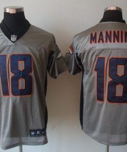 Nike Broncos #18 Peyton Manning Grey Shadow Stitched NFL Elite Jersey