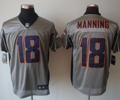 Nike Broncos #18 Peyton Manning Grey Shadow Stitched NFL Elite Jersey