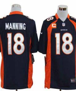 Nike Broncos #18 Peyton Manning Navy Blue Alternate With C Patch Stitched NFL Game Jersey