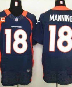 Nike Broncos #18 Peyton Manning Navy Blue With C Patch Stitched NFL Elite Jersey