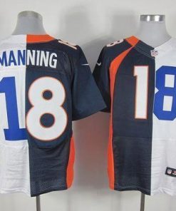 Nike Broncos #18 Peyton Manning Navy Blue/White Stitched NFL Elite Split Colts Jersey