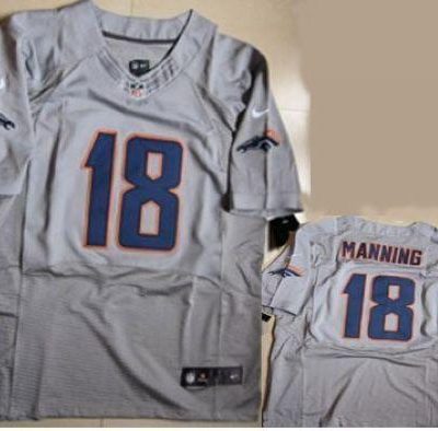 Nike Broncos #18 Peyton Manning New Grey Shadow Stitched NFL Elite Jersey