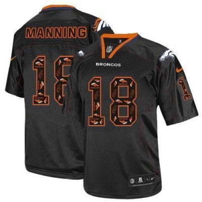 Nike Broncos #18 Peyton Manning New Lights Out Black Stitched NFL Elite Jersey