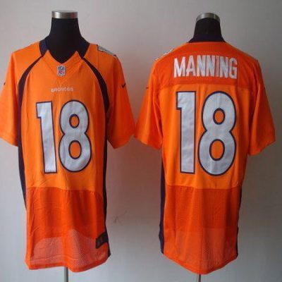 Nike Broncos #18 Peyton Manning Orange Team Color Stitched NFL Elite Jersey