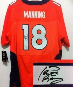 Nike Broncos #18 Peyton Manning Orange Team Color Stitched NFL Elite Autographed Jersey