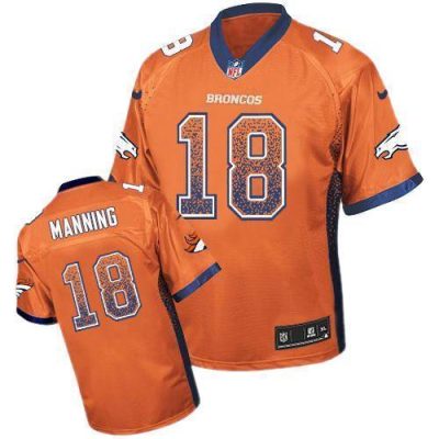 Nike Broncos #18 Peyton Manning Orange Team Color Stitched NFL Elite Drift Fashion Jersey
