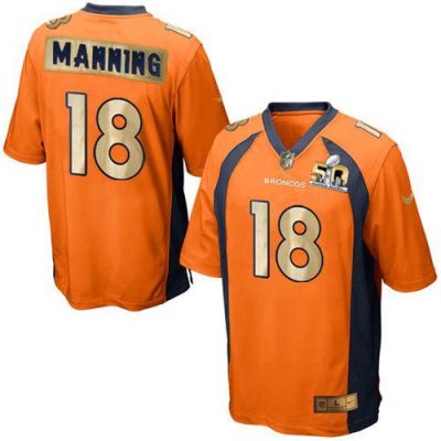 Nike Broncos #18 Peyton Manning Orange Team Color Stitched NFL Game Super Bowl 50 Collection Jersey