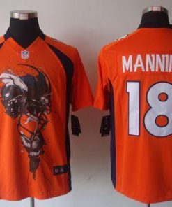 Nike Broncos #18 Peyton Manning Orange Team Color Stitched NFL Helmet Tri-Blend Limited Jersey