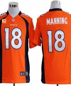 Nike Broncos #18 Peyton Manning Orange Team Color With C Patch Stitched NFL Game Jersey