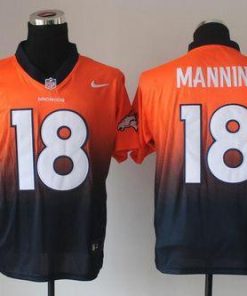 Nike Broncos #18 Peyton Manning Orange/Navy Blue Stitched NFL Elite Fadeaway Fashion Jersey